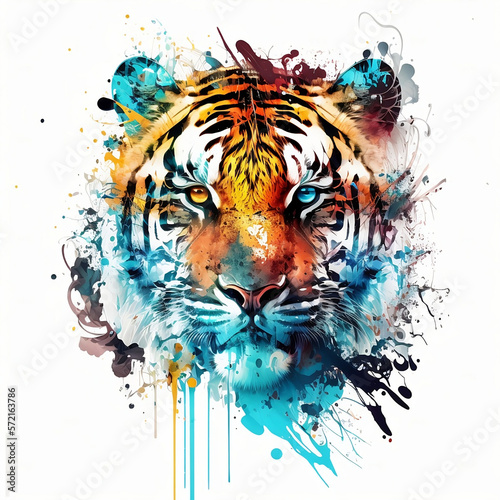 Illustration of Tiger with Infinite Colors, AI Generated Vector illustration on white background