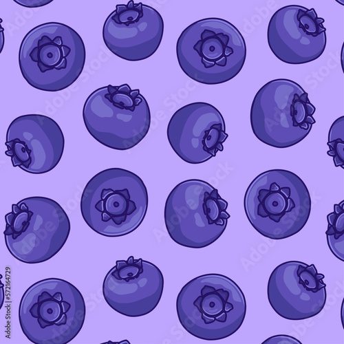 seamless pattern with cartoon bright blueberries, blueberries, background with doodle blueberries. Vector illustration with blueberry berries