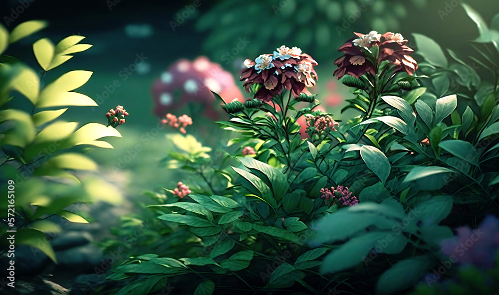 Obraz premium The sight of blooming flowers and lush greenery, indicative of the vibrant and lively nature of the summer season