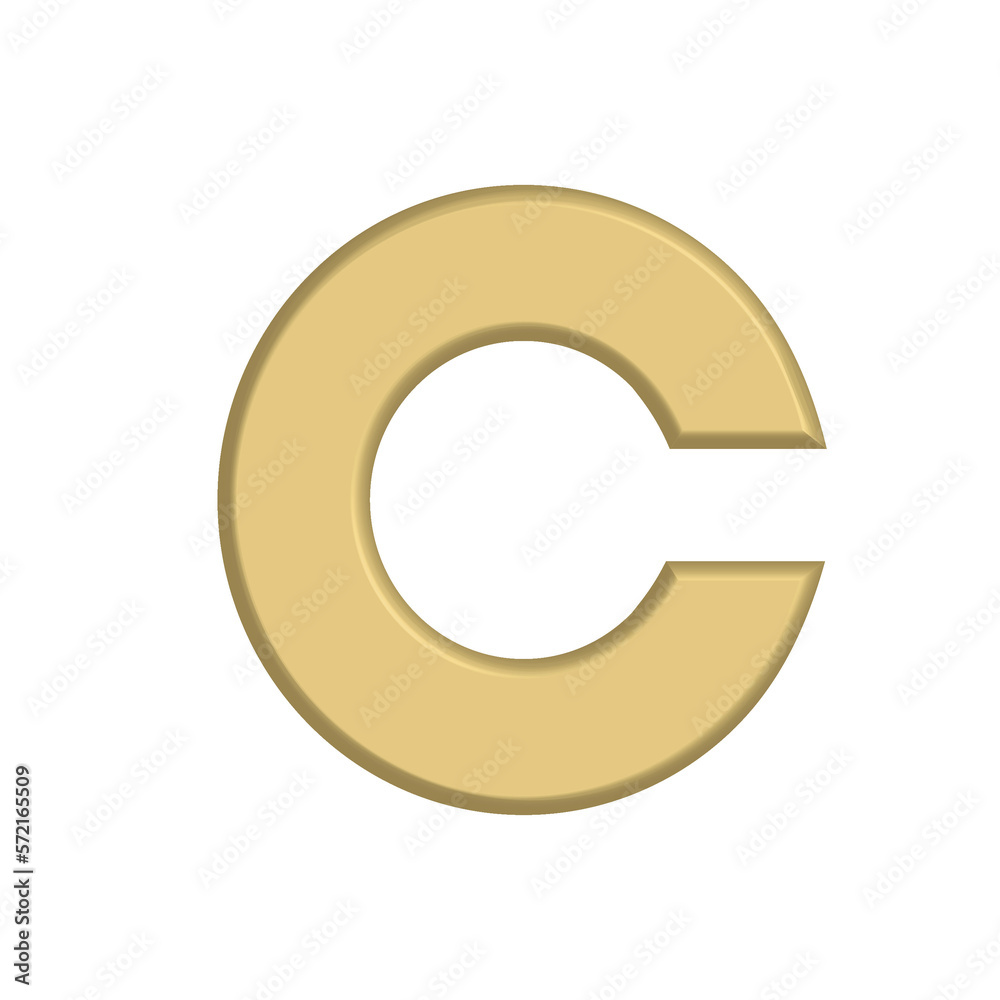 3D Metallic letters. Gold and brass metal texture.
The letter C. 3D Metallic letters. Gold and brass metal texture.
The letter C.
