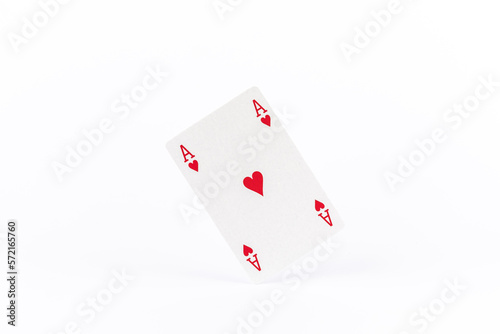 playing poker cards, ace on white background