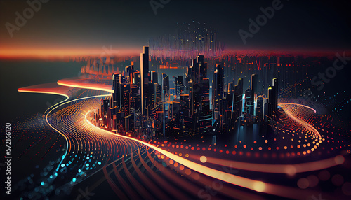 Smart city and speedy IOT connection concept. Created with Generative AI technology