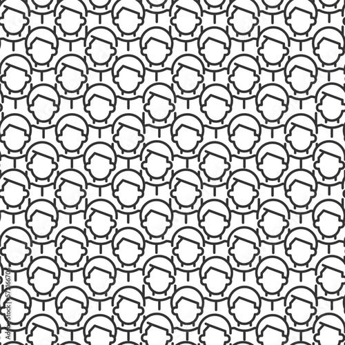 Population abstract seamless pattern. Editable vector shapes on white background. Trendy texture with cartoon linear icons. Design with graphic elements for interior, fabric, website decoration
