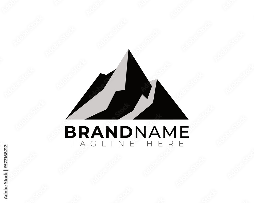 Fototapeta premium simple flat grayscale vintage mountain logo