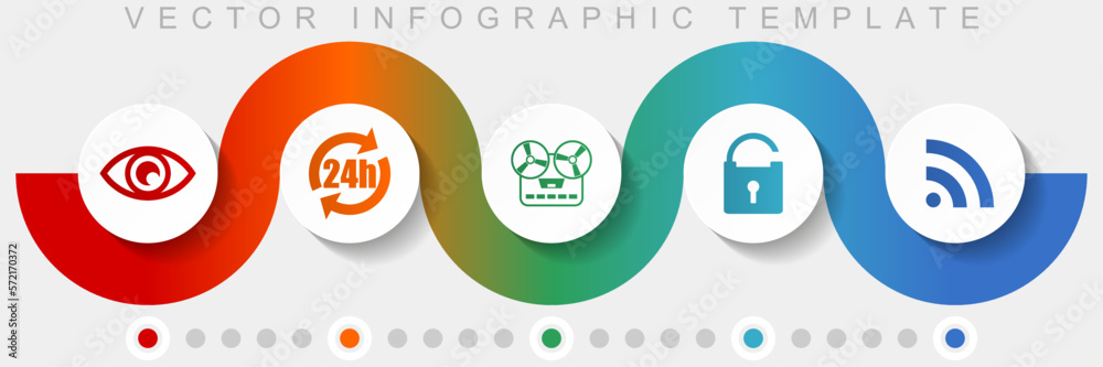 Media infographic vector template with icon set, miscellaneous icons such as eye, 24h, music recorder, padlock and signal for webdesign and mobile applications Media infographic vector template with icon set, miscellaneous icons such as eye, 24h, music recorder, padlock and signal for webdesign and mobile applications