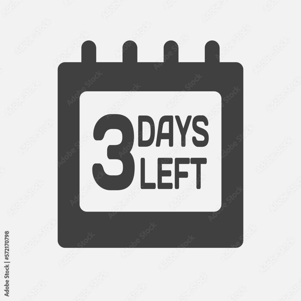 Countdown daily page calendar icon - 3 days left Countdown daily page calendar icon - 3 days left