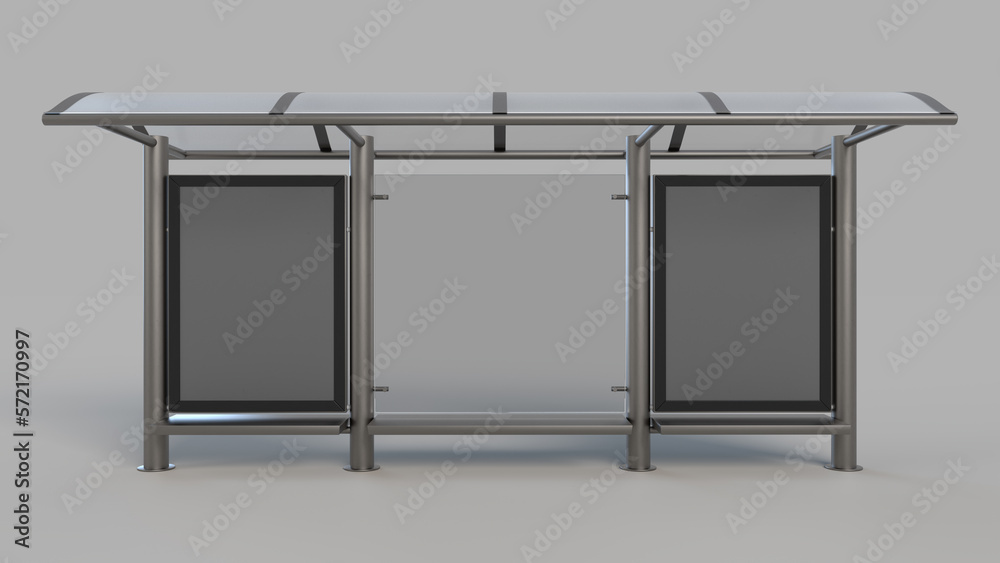 Bus Stop with Billboard Advertising in 3D Rendering Bus Stop with Billboard Advertising in 3D Rendering