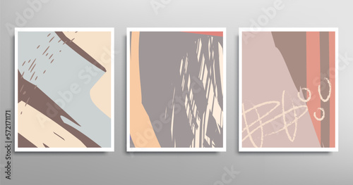 Abstract backgrounds set. Digital modern art, brush strokes style. Creative minimalist hand painted illustrations for wall decoration, postcard or brochure cover design.Trendy vector pattern