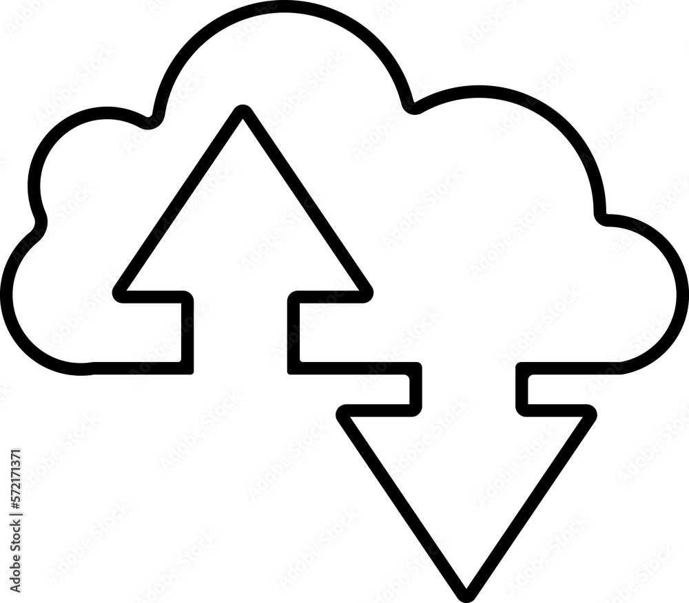upload download icon minimalist cloud with arrows illustration