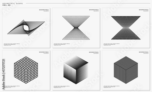 Modern dynamic motion grid line abstract logo vector set