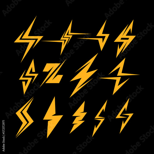 Thunder bolt electic symbol  icon  logo  illustration vector element green technology electricity energy editable