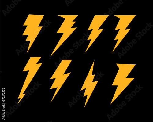 Thunder bolt electic symbol, icon, logo, illustration vector element green technology electricity energy editable
