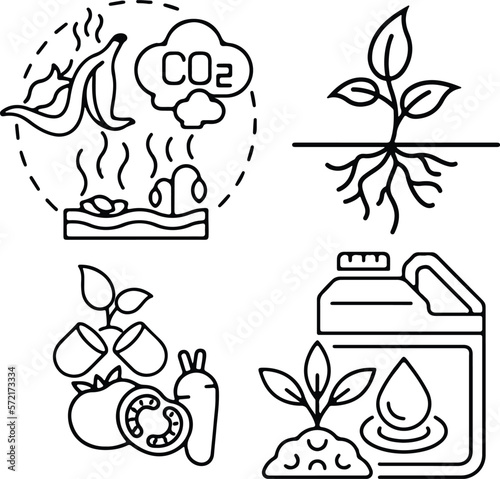 Set of  Organic waste compost fertilizer icon