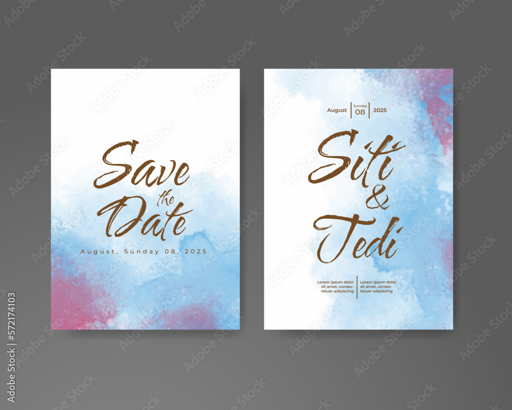 Wedding invitation with abstract watercolor background