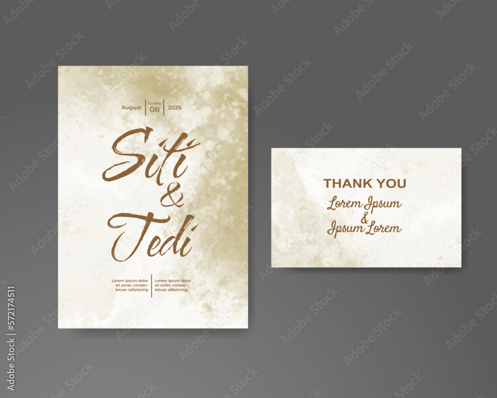 Wedding invitation with abstract watercolor background