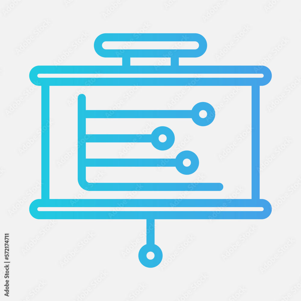 Outline chart presentation icon in gradient style, use for website mobile app presentation Outline chart presentation icon in gradient style, use for website mobile app presentation