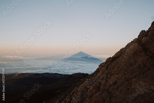 Shadow of Mount Teide in the horizon seen from the summit photo