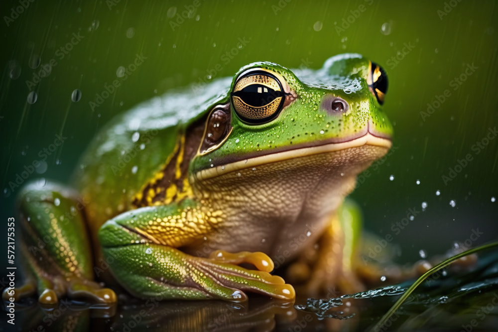 A close-up selective focus shot of a frog. Generative AI A close-up selective focus shot of a frog. Generative AI