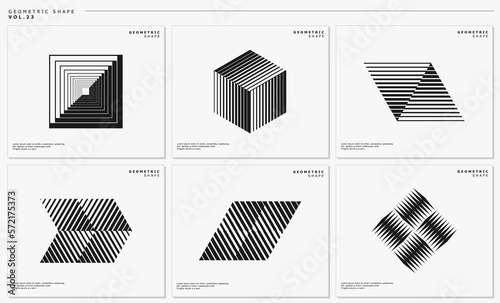 Set of stripped line abstract logo design template