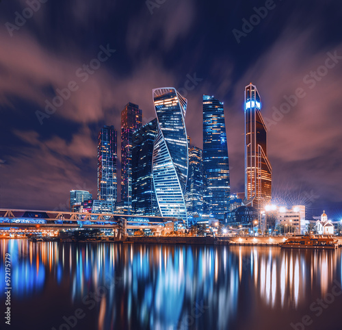 High-rise "Moscow City" in the night illumination.