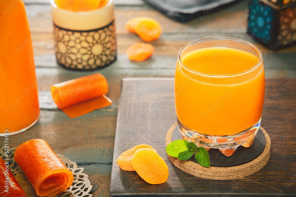 Arabic Cuisine; Middle Eastern delicious apricot drink "Qamar AlDin