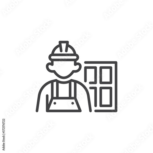 Window installation service line icon