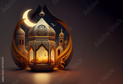 Ramadan Kareem, Eid Mubarak, Islamic holy , Generative AI photo