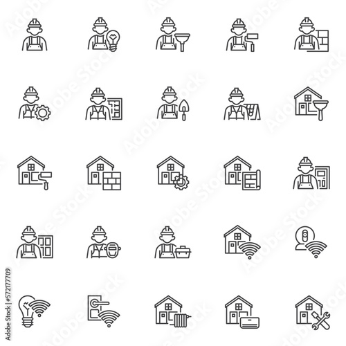 Home repair service line icons set