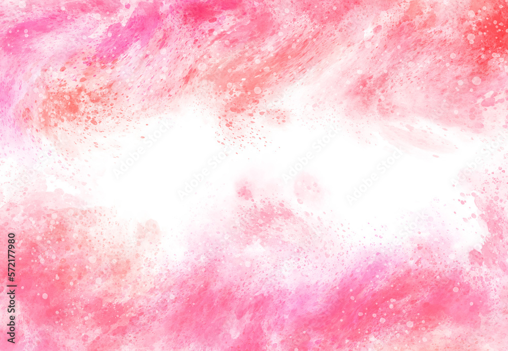 ほとばしる感情の渦を表現したピンク系の水彩背景（しぶき有り）