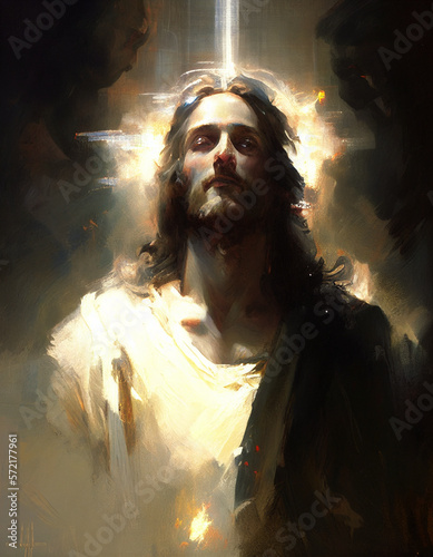 Illustration of Jesus created with Generative AI Technology