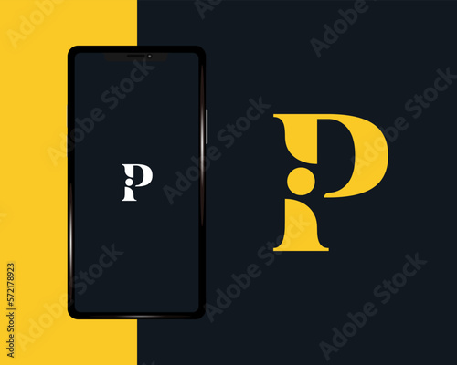Luxury initial P iP Pi logo design template	