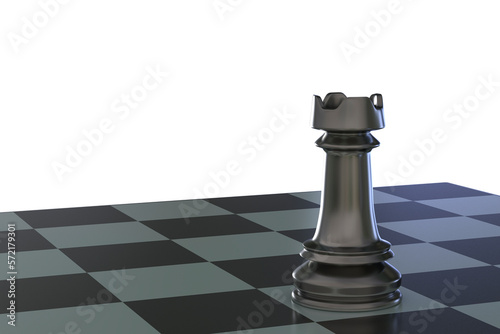 Chess rook on chess board, 3D illustration