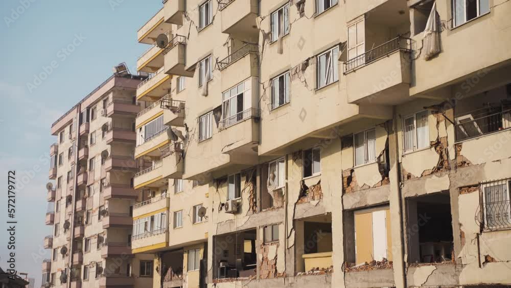 Buildings destroyed in the earthquake. Natural disaster area. Turkey Earthquake – Kahramanmaras- 6 February 2023. Buildings destroyed in the earthquake. Natural disaster area. Turkey Earthquake – Kahramanmaras- 6 February 2023.