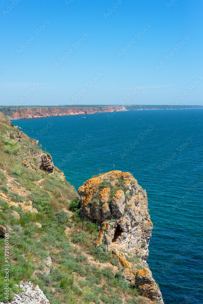 Aerial view landscape. View of water, lake, pond. Blue sky with clouds.