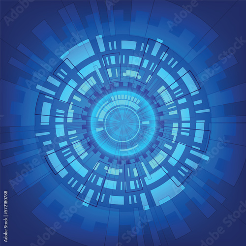 Abstract futuristic blue circle interface background