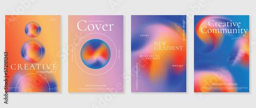 Vibrant colorful gradient background vector set. Trendy colorful gradient fluid abstract round shape blurred background. Design illustration for cover, wallpaper, poster, business, card, banner.