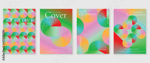 Vibrant colorful gradient background vector set. Trendy colorful gradient fluid abstract infinity shape blurred background. Design illustration for cover, wallpaper, poster, business, card, banner.