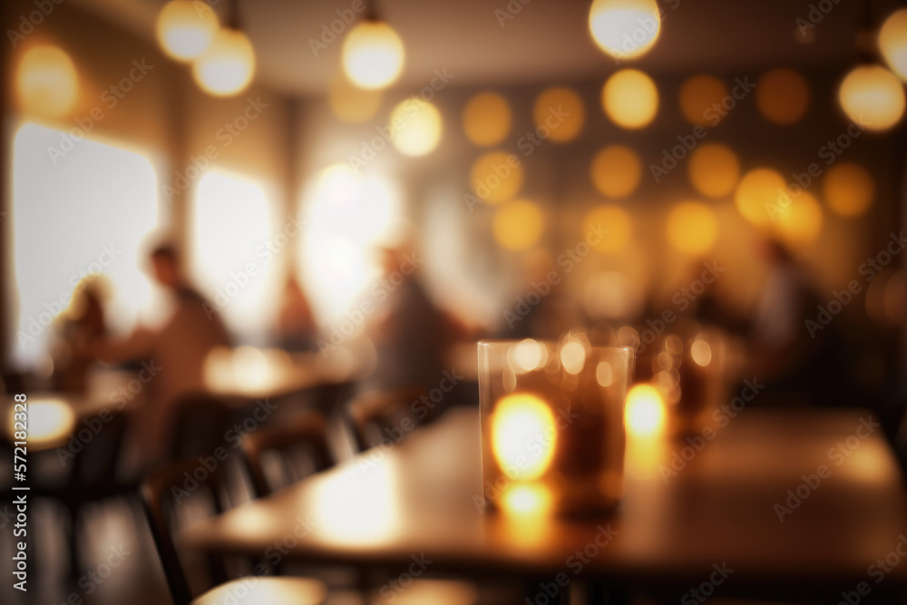Blurred Customer at restaurant blur background with bokeh.Generative AI
