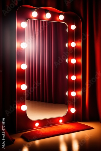 Un miroir d'artiste en loge avec des ampoules - generative AI