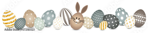 Hasenei & Ostereier Muster Banner Naturfarben/Gold