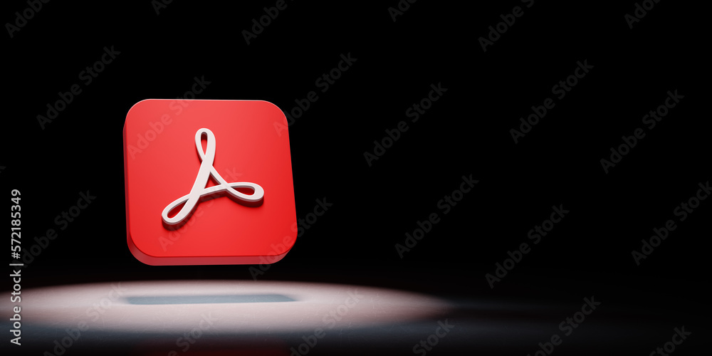 Adobe Acrobat App Icon Spotlighted on Black Background Stock