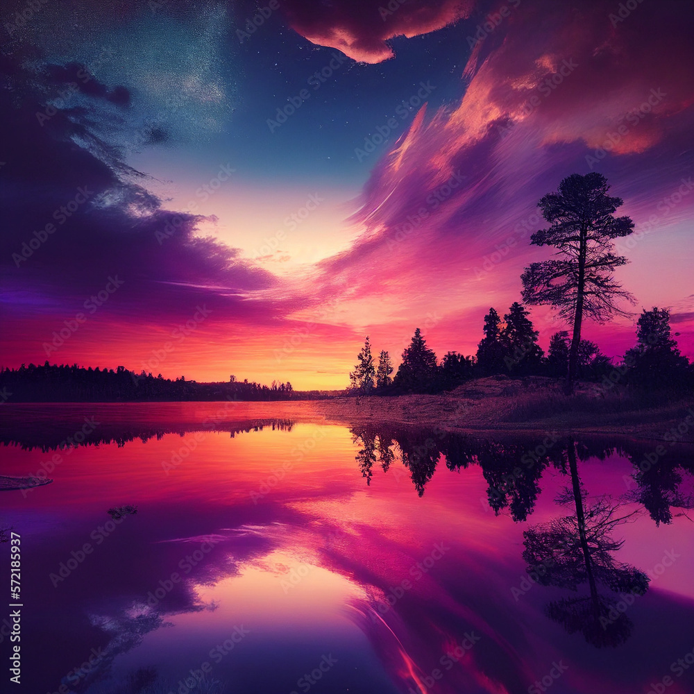 Amazing nature landscape with colorful sky during sunset Amazing nature landscape with colorful sky during sunset
