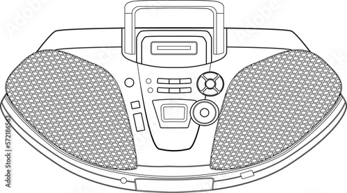 Tape recorder linear icon. Retro boom box.  Old Retro Media Music and Radio Player. Vintage boombox.