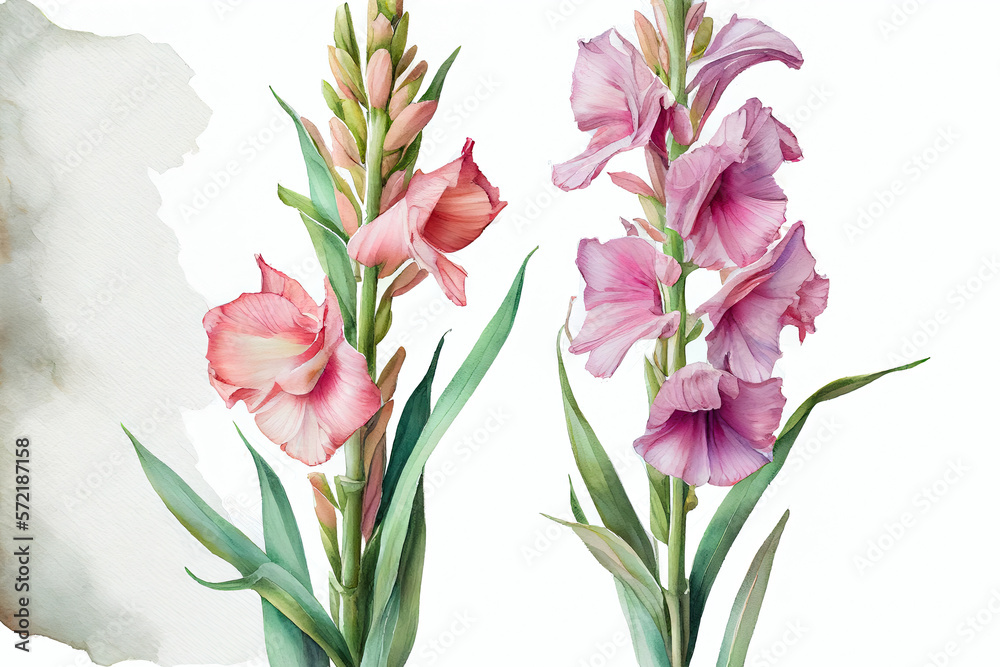 Fototapeta premium Gladiolus Flowers, Illustration, Generative AI