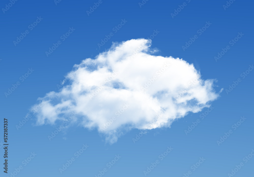 Naklejka premium Single cloud over blue sky background, white fluffy cumulus cloud 
