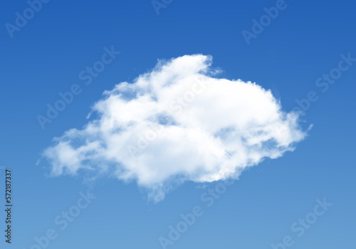 Single cloud over blue sky background, white fluffy cumulus cloud 