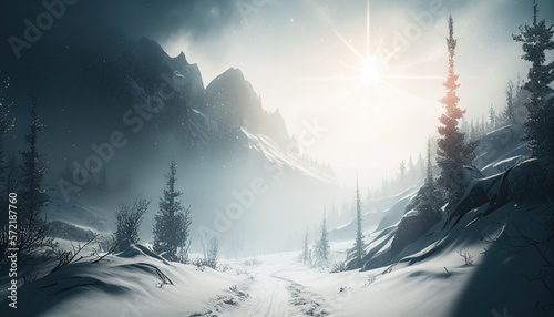 Snow Mountains Landscape Wallpaper Generated AI HD 4K