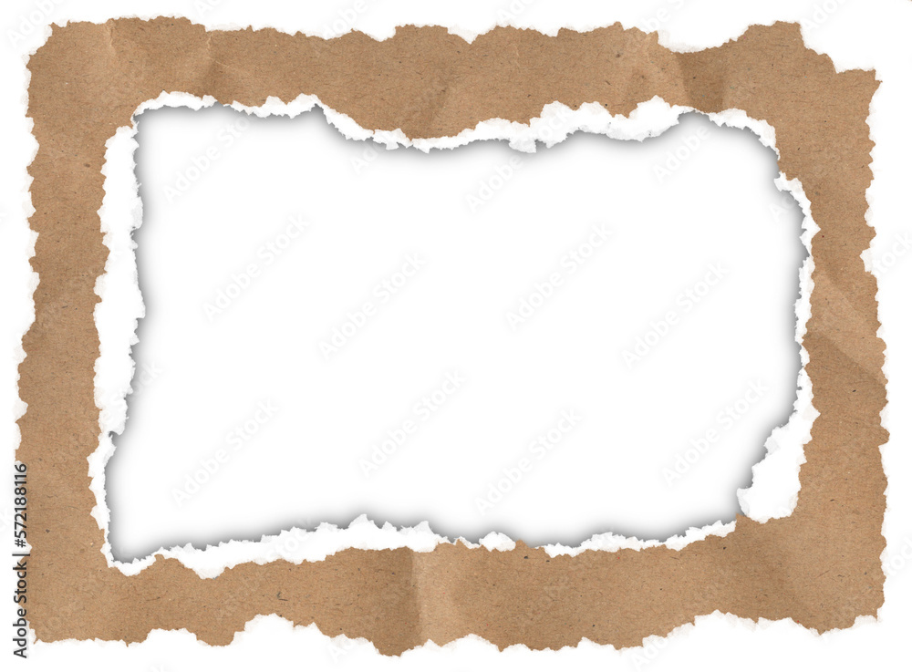 realistic torn paper frame isolated on transparent background