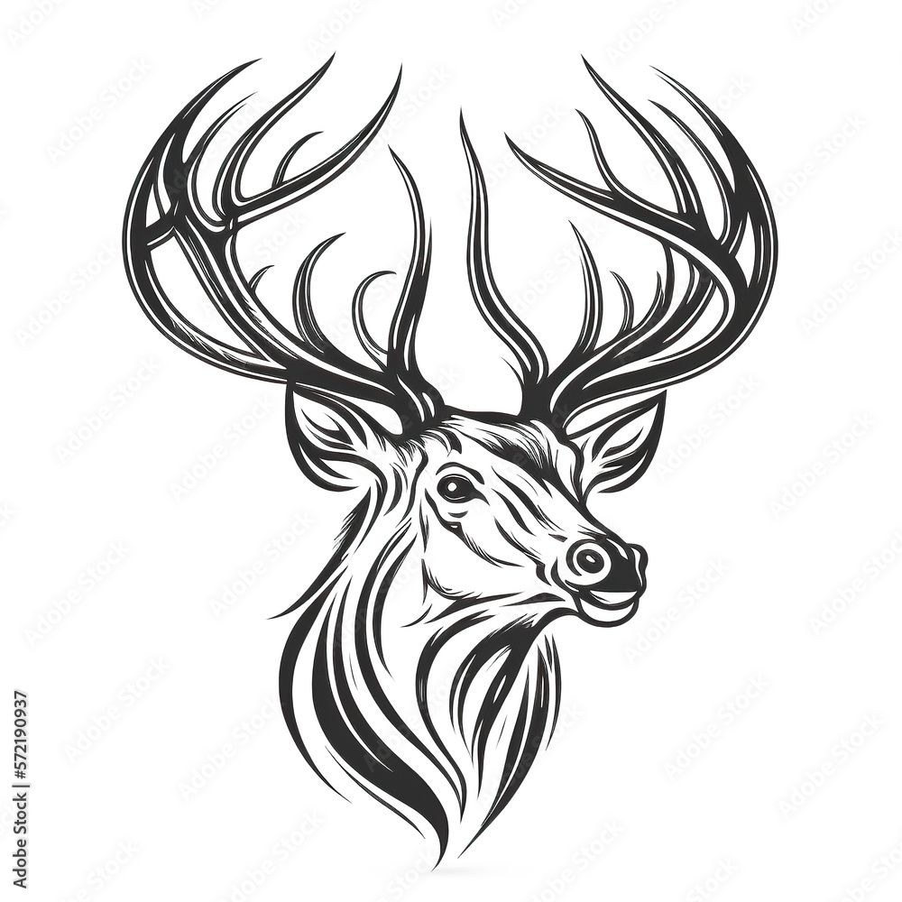 a flat buck head logo illustration in 2d a flat buck head logo illustration in 2d