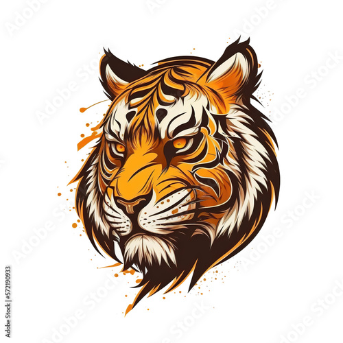 2d tiger head logo design